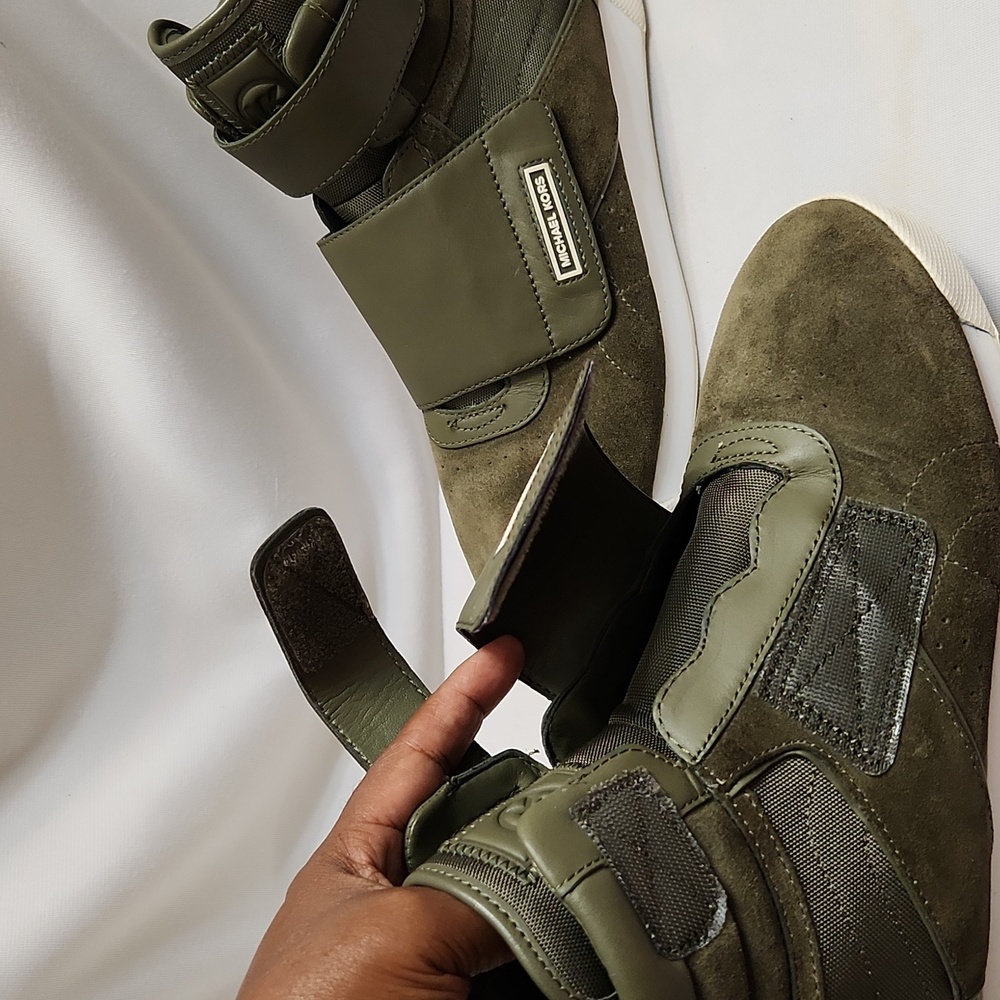Michael Michael Kors Addie High-top Leather Olive Gold Sneakers (W Size 7.5) - Picture 10 of 16